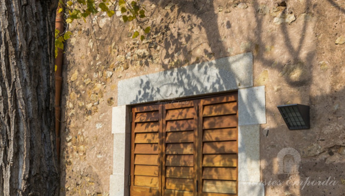 Detalle de parte de la fachada de la masía. 