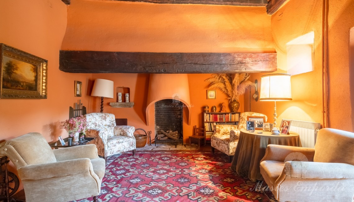 Living room with fireplace