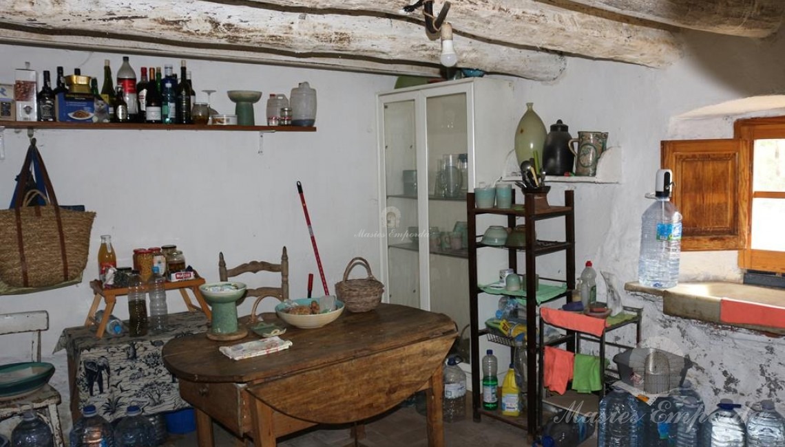 Kitchen-dining room with fireplace