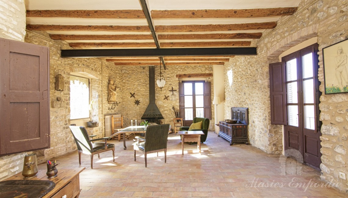 Living room with fireplace