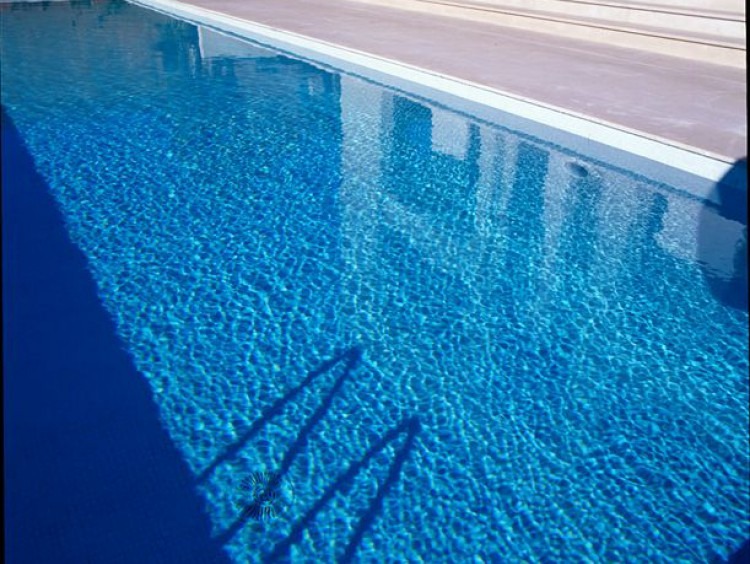 Piscina en la fachada de la casa orientada a Sur 