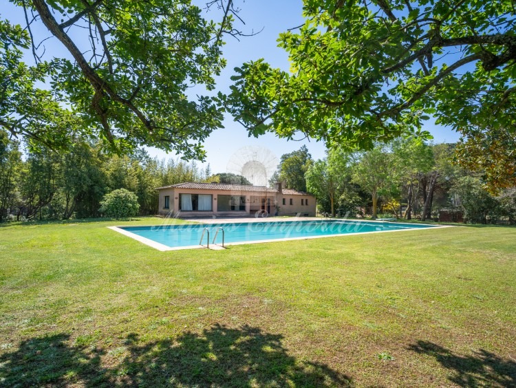 Views of the pool area with the pavilion in the background