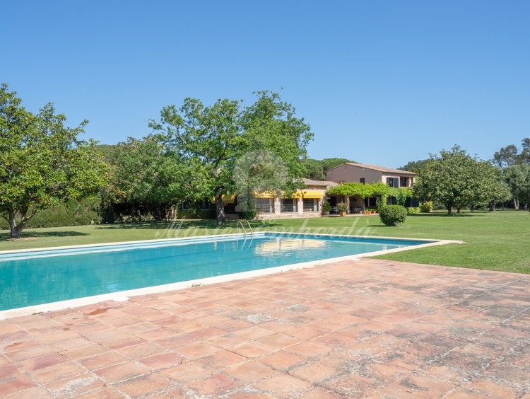 Views of the pool area with the pavilion in the background