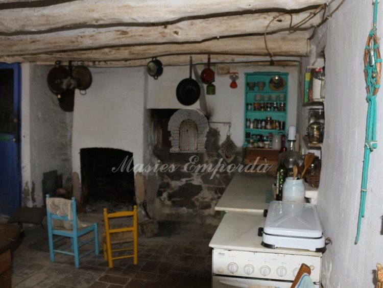 Kitchen-dining room with fireplace